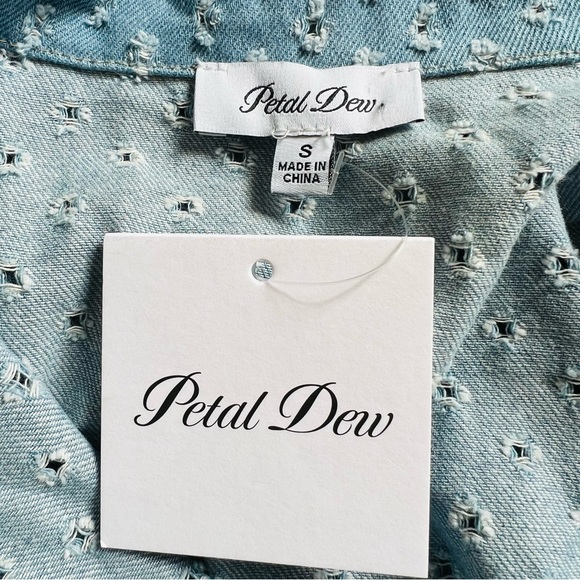 PETAL DEW Denim Button Down Shirt in Light Wash Blue Size S - Picture 5 of 6